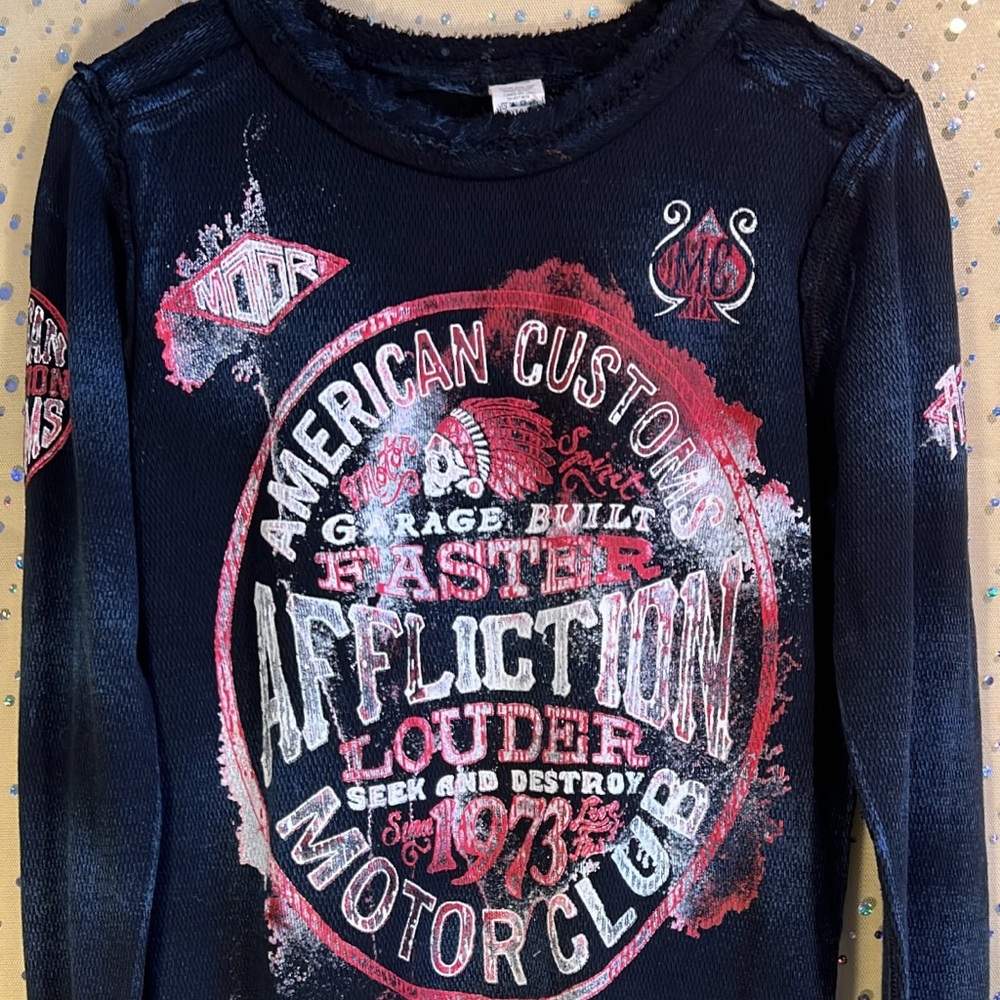 Affliction Black and Red Motor Club Long Sleeve